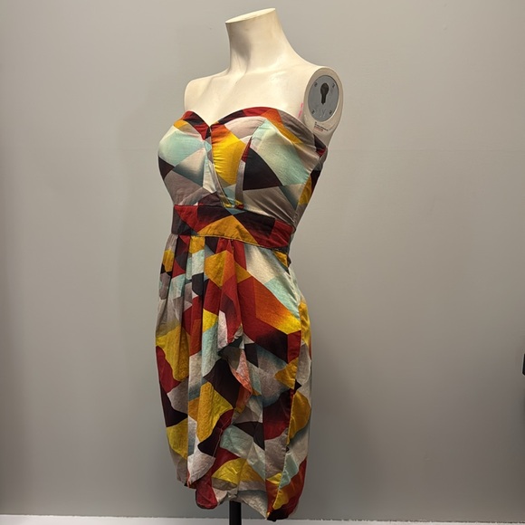 💙Colourful Print Sweetheart Mini Dress Size Large - Picture 3 of 6